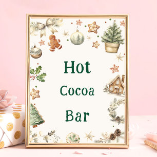 Affiche Panneau de la barre de cacao chaud de Noël Vintage