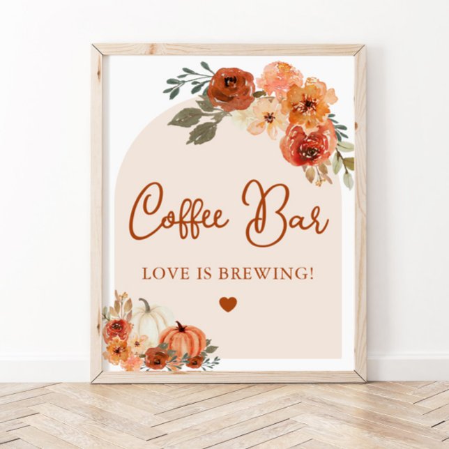 Affiche Panneau de la barre de café Citrouille Fall in Lov (Créateur téléchargé)