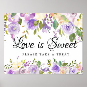 Affiche Panneau de la barre de dessert à Mariage violet bl
