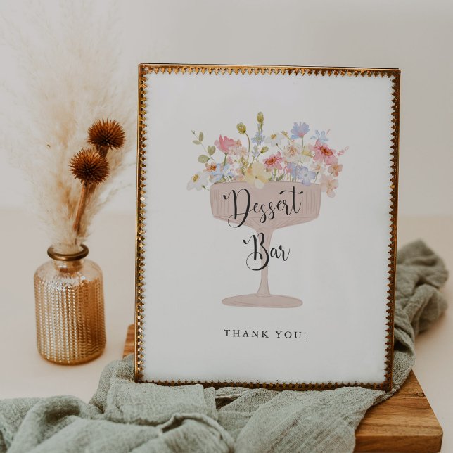 Affiche Panneau de la barre de dessert Champagne Pétales e (Créateur téléchargé)