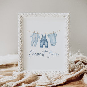 Affiche Panneau de la barre de dessert du Baby shower Blue