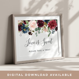 Affiche Panneau de la barre de dessert du Mariage en fleur