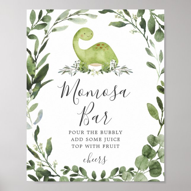 Affiche Panneau de la barre de Dinosaur Baby shower Mimosa (Devant)