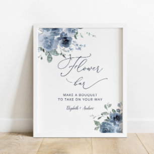 Affiche Panneau de la barre de fleurs bleue Dusty Fête des