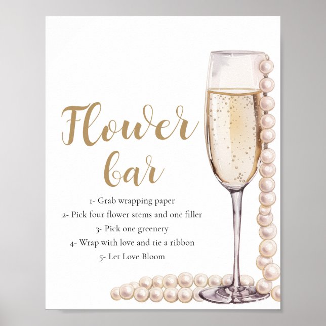 Affiche Panneau de la barre de fleurs Gold Pearl & Prosecc (Devant)