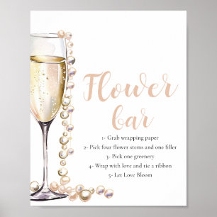 Affiche Panneau de la barre de fleurs Gold Pearl & Prosecc