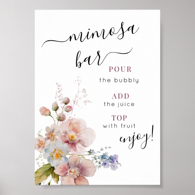 Affiche Panneau de la barre de mimosa florale Aquarelle (Devant)