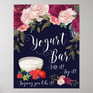 Affiche panneau de la barre de yaourt mariage marine rose 