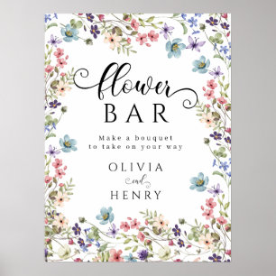 Affiche Panneau de la barre des fleurs de printemps rustiq