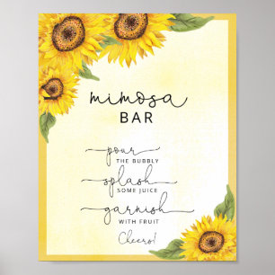Affiche Panneau de la barre du mimosa de tournesol aquarel
