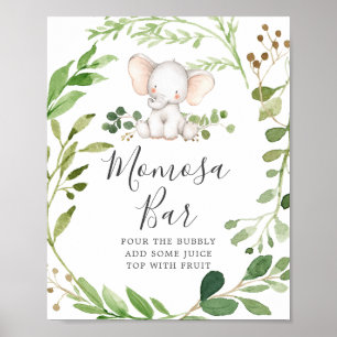 Affiche Panneau de la barre Eléphant Baby shower Mimosa