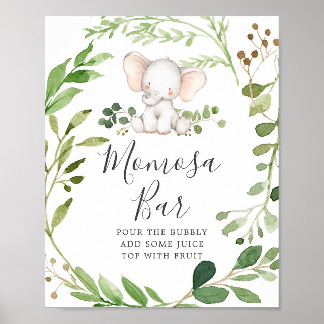 Affiche Panneau de la barre Eléphant Baby shower Mimosa (Devant)