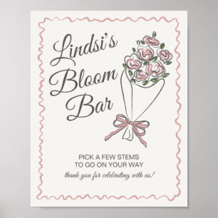 Affiche Panneau de la barre Fleur Rose Fleur Fraîche