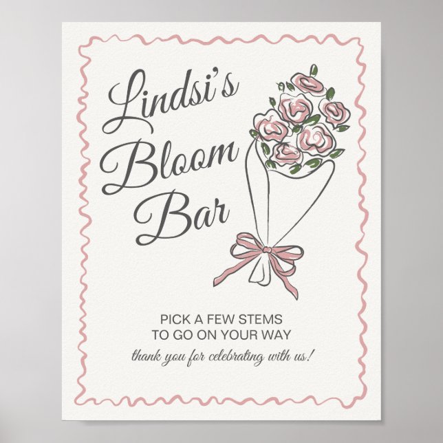 Affiche Panneau de la barre Fleur Rose Fleur Fraîche (Devant)