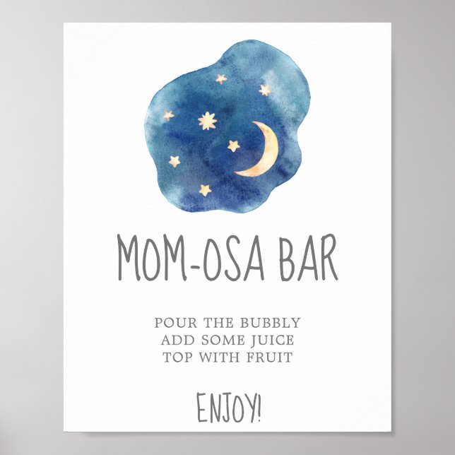 Affiche Panneau de la barre Maman-osa Baby shower Lune et  (Devant)