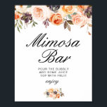 Affiche panneau de la barre mimosa<br><div class="desc">Un design floral avec de belles fleurs blush dorées et bordeaux. Le texte et les couleurs de cette affiche peuvent être modifiés.</div>