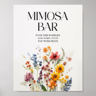 Affiche Panneau de la barre Mimosa Baby shower Fleur sauva