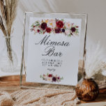 Affiche panneau de la barre mimosa de la douche de la mari<br><div class="desc">Un design floral avec de beaux roses bordeaux et roux et des couleurs élégantes. Le texte et les couleurs de cette affiche peuvent être modifiés.</div>