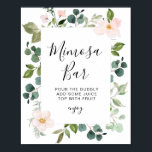 Affiche panneau de la barre mimosa de la douche nuptiale<br><div class="desc">Un design verdoyant avec une belle aquarelle feuillage vert eucalyptus et fleurs rousses. Le texte et les couleurs de cette affiche peuvent être modifiés.</div>