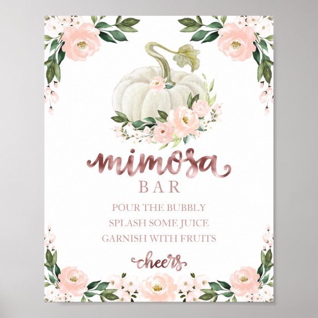 Affiche Panneau de la barre Mimosa d'or rose Baby shower d (Devant)