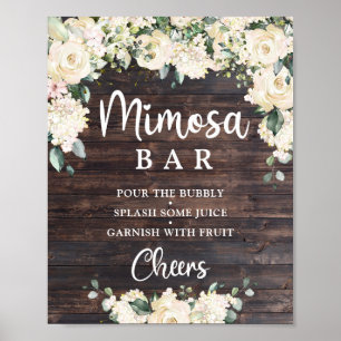 Affiche Panneau de la barre mimosa fleurie vintage en bois