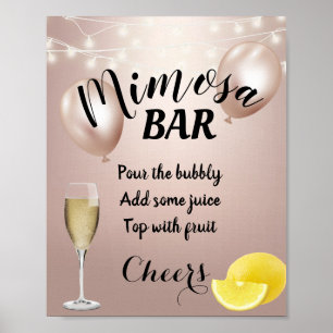 Affiche Panneau de la barre Mimosa Gold Rose moderne