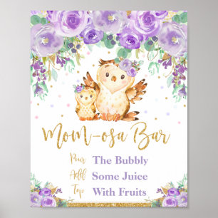 Affiche Panneau de la barre Momosa Baby shower de Chouette
