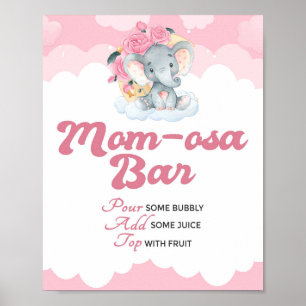 Affiche Panneau de la barre Momosa Baby shower Eléphant Ro