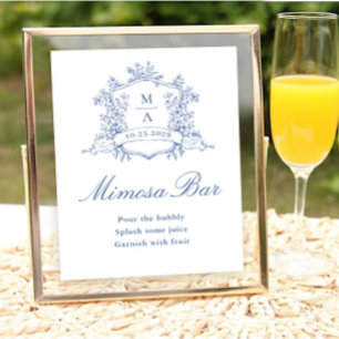 Affiche Panneau de la barre Mosaïque Bleue Mimosa Ornée Vi