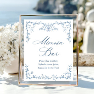 Affiche Panneau de la barre Mosaïque Bleue Mimosa Ornée Vi