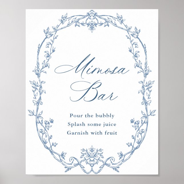 Affiche Panneau de la barre Mosaïque Bleue Mimosa Ornée Vi (Devant)