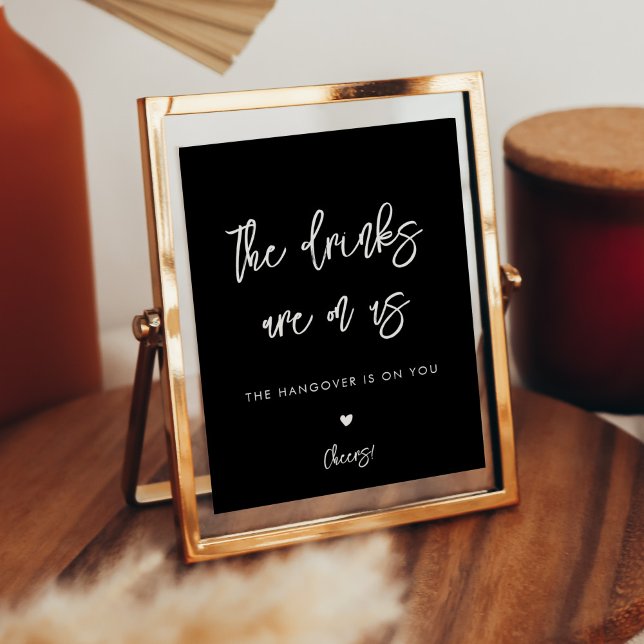 Affiche Panneau de la barre ouverte du mariage noir contem (Créateur téléchargé)