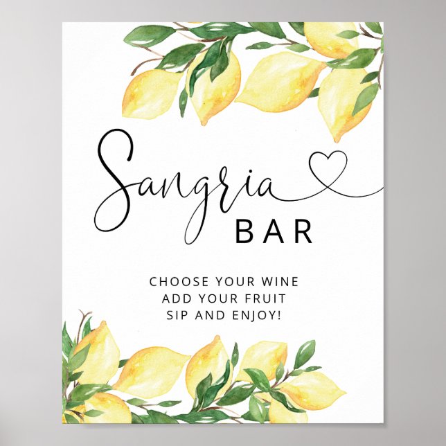 Affiche Panneau de la barre Sangria de citron Élégante aqu (Devant)