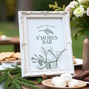 Affiche Panneau de la barre S'mores du Mariage de pin rust