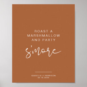 Affiche Panneau de la barre S'mores du Mariage en terre cu