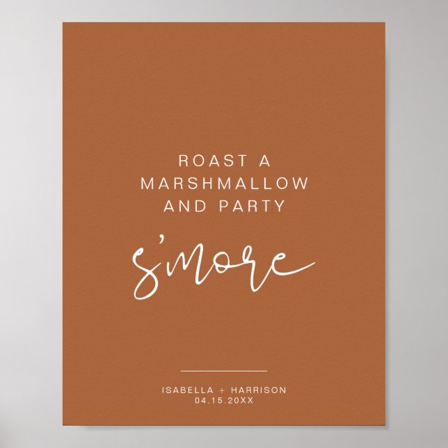 Affiche Panneau de la barre S'mores du Mariage en terre cu (Devant)
