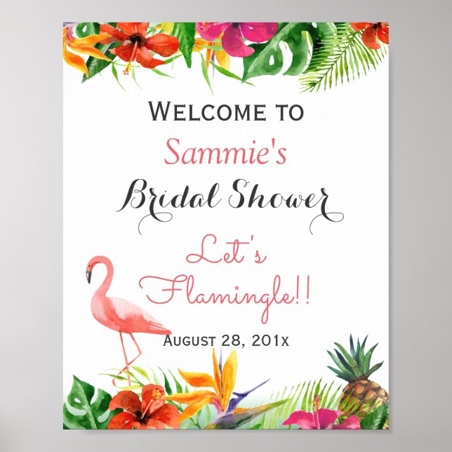 Affiche Panneau de la Fête de Fiançailles Flamant Rose "Fl (Devant)