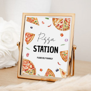 Affiche Panneau de la gare de pizza personnalisée