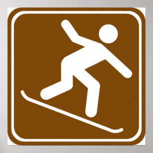 Affiche Panneau de la route de snowboard