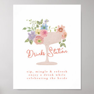 Affiche Panneau de la Station de Boissons pour une Mariée 