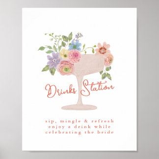 Affiche Panneau de la Station de Boissons pour une Mariée 