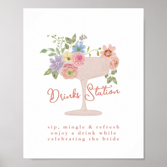 Affiche Panneau de la Station de Boissons pour une Mariée  (Devant)