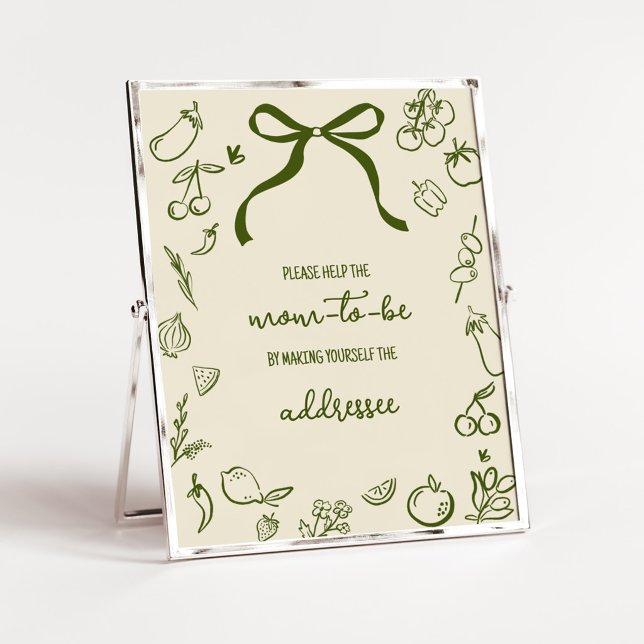 Affiche Panneau de la station d'enveloppe de douche Sage c (Locally Grown Farmers Market Baby Shower Envelope Station Sign)