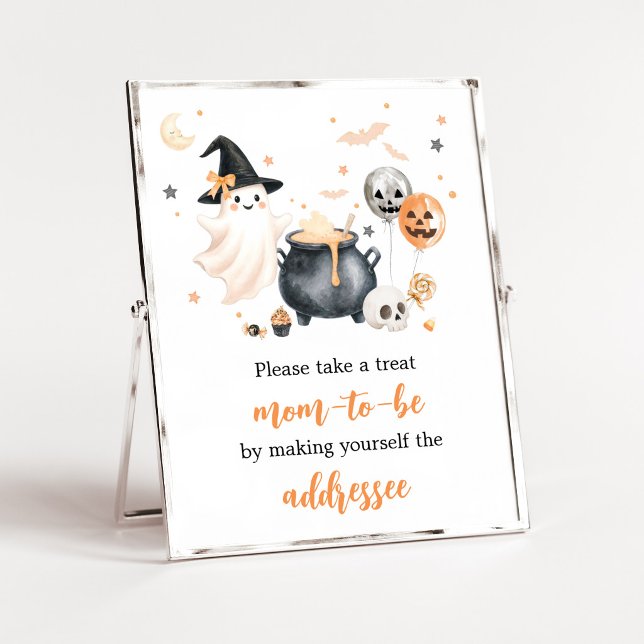 Affiche Panneau de la station d'enveloppe de fantôme orang (Gender Neutral Little Boo Baby Shower Envelope Station Sign)
