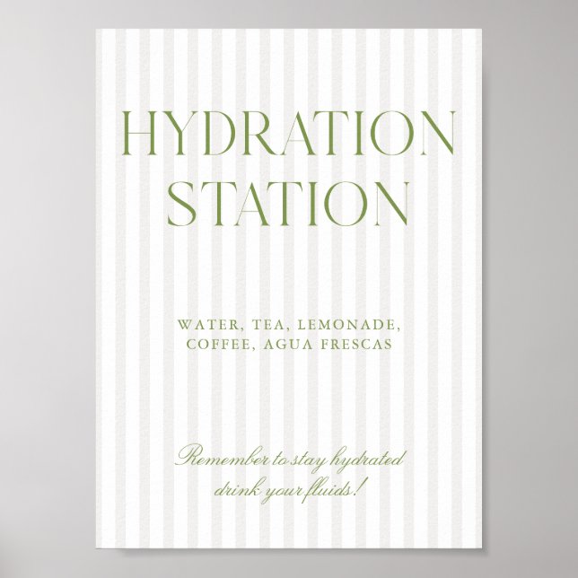 Affiche Panneau de la station d'hydratation à rayures vert (Devant)