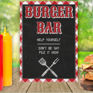 Affiche Panneau de la table BBQ Anniversaire Burger 5x7 Ja
