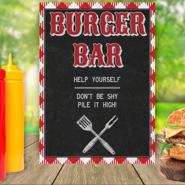 Affiche Panneau de la table BBQ Anniversaire Burger 5x7 Ja (Créateur téléchargé)