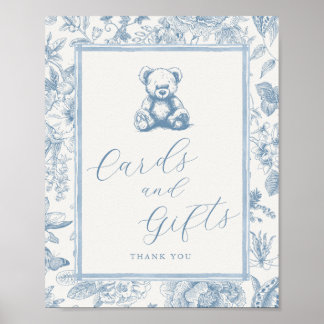 Affiche Panneau de la table Blue Toile Teddy Bear Cartes &