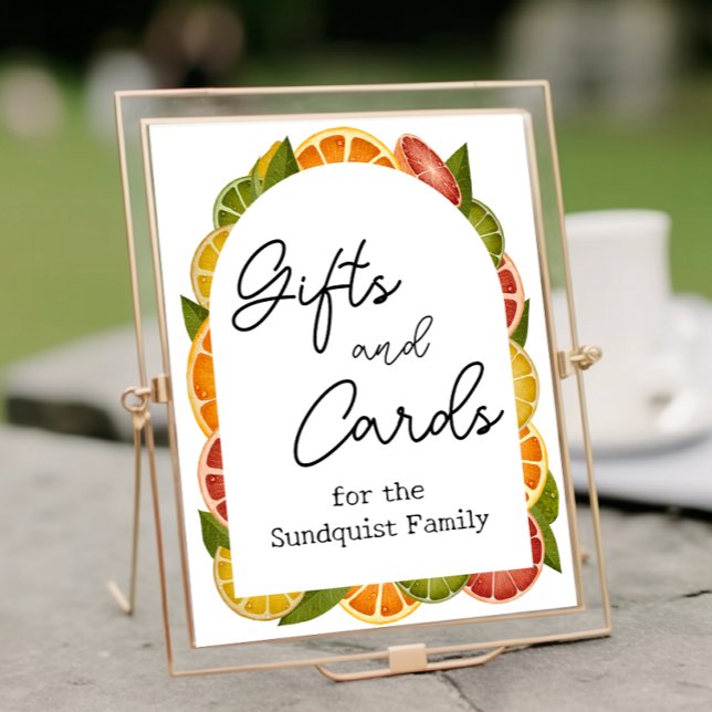 Affiche Panneau de la table cadeau Baby shower Citrus (Créateur téléchargé)
