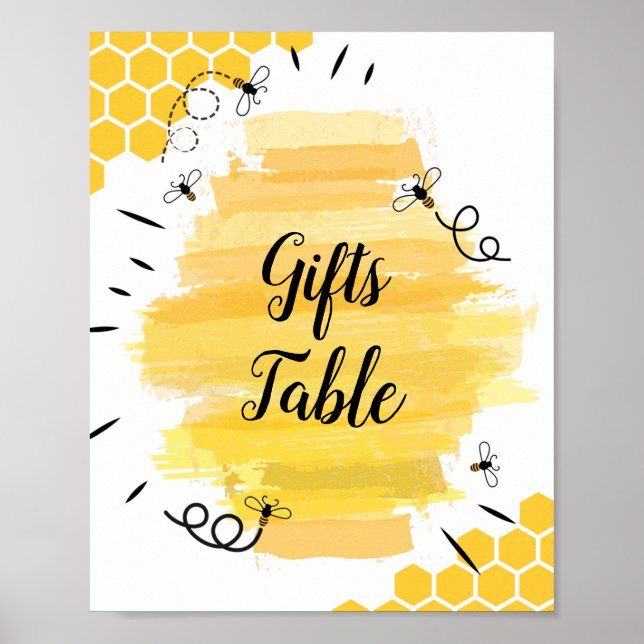 Affiche Panneau de la table Cadeaux d'abeille aquarelle (Devant)